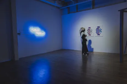 nouf saleh's "Black Memory Red Sea" show at Public Functionary