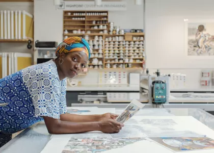 Artist Njideka Akunyili Crosby at the Highpoint Center For Printmaking