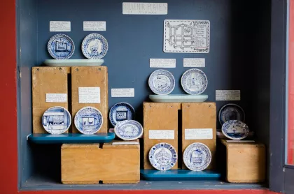 Smallest Museum in St. Paul's "Souvenir Plates of Midway Landmarks" exhibit