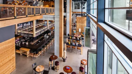 The mezzanine at Moxy Minneapolis Downtown