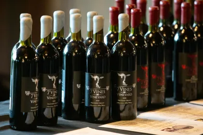 Wine bottles at 7 Vines Vineyard