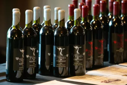 Wine bottles at 7 Vines Vineyard