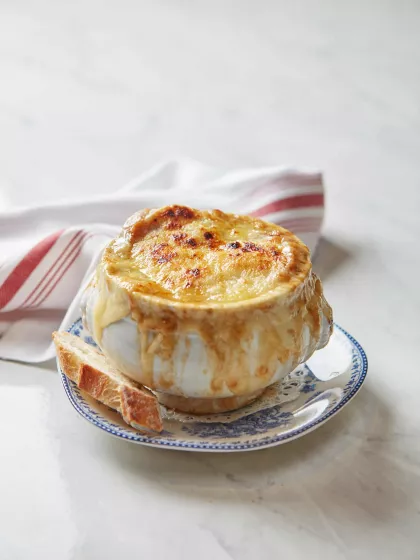 French onion soup at Chloe by Vincent