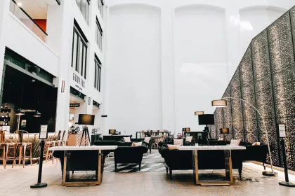 Gray Fox Coffee's lofty Deluxe Plaza location