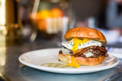 A stacked Parlour burger