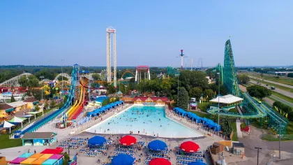 An aerial shot of Valleyfair