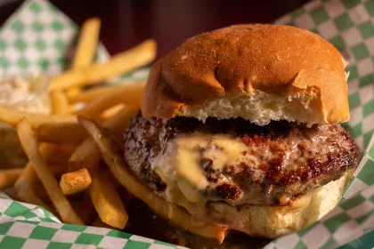 5-8 Club's Juicy Lucy burger and fries