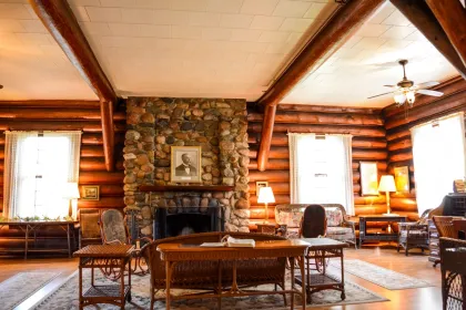Sitting room and fireplace at Douglas Lodge