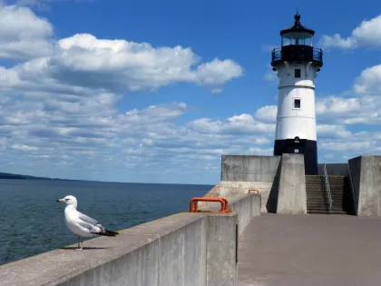 One of the three lighthouses found along Duluth's Lakewalk