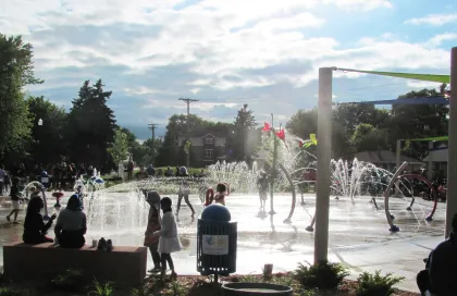 Huset Park West splash pad in Columbia Heights