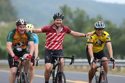 Three competitors in the Ride the Ridges bike race