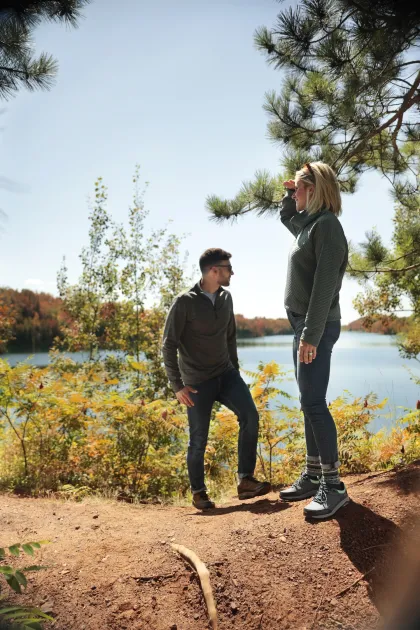 A couples hikes at Cuyuna Country State Recreation Area in fall