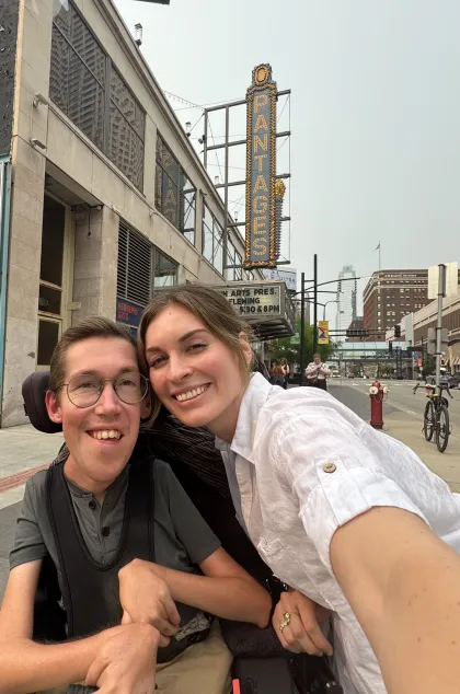 Shane and Hannah Burcaw at Pantages Theatre in downtown Minneapolis