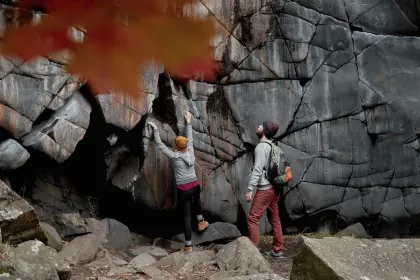 A couple hikers in Interstate State Park
