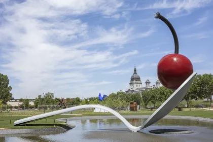 Claes Oldenburg and Coosje van Bruggen's iconic "Spoonbridge and Cherry" sculpture