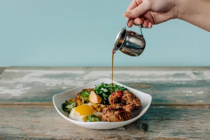 Fried chicken &amp; cachapa on Hola Arepa's brunch menu