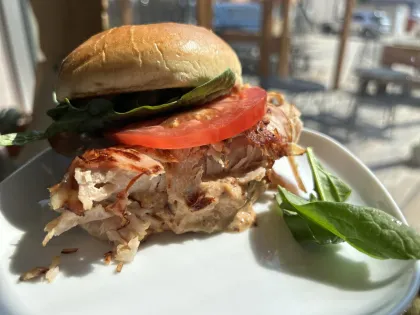 A smoked turkey sandwich at La Ferme