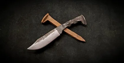 A Railroad Spike Knife made by Northstar Forge