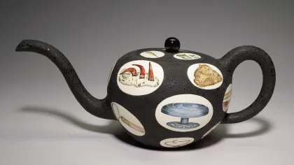 A teapot from Amy Sabrina, featured in Mia's "Root Collection" exhibit