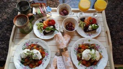 An elaborate dairy-and-gluten-free breakfast at Ann Bean Mansion