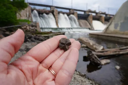 A cross rock found at Blanchard Dam
