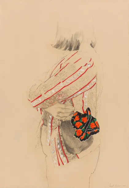 Hazel Belvo's "Self Portrait with Grandmother's Handkerchief"