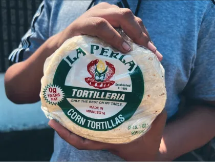 A pack of La Perla's freshly made corn tortillas