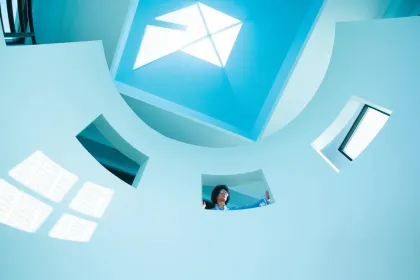 Prince in his atrium at Paisley Park