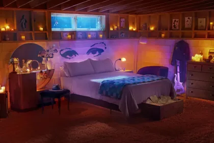 The bedroom at Prince's "Purple Rain" house
