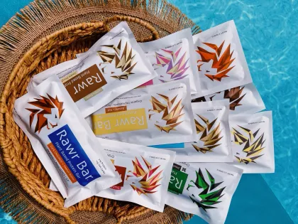 A sample pack of Raw Organics' energy bars