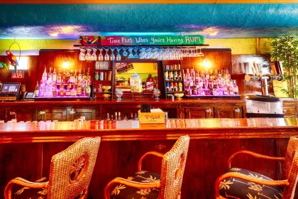 The bar area at The Whistling Bird