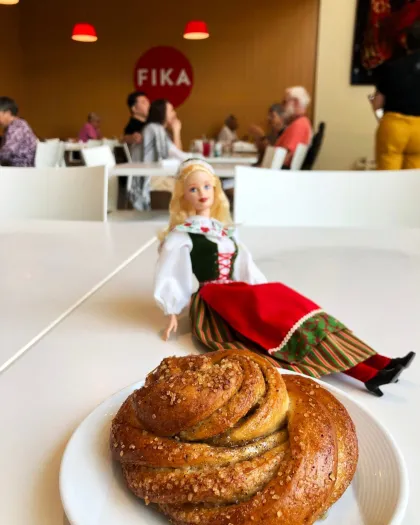 A cardamom bun from American Swedish Institute's FIKA Cafe