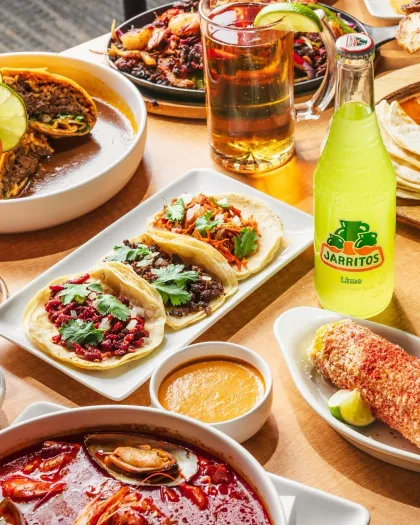 A dinner spread at Taqueria Los Ocampo