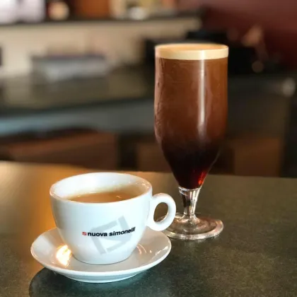 A double espresso and nitro cold brew at Mandy's Coffee &amp; Cafe