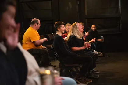 A crowd laughs at a comedy show at Zeitgeist Arts in Duluth