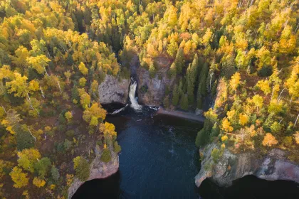 Manitou River Falls on Lake Superior's North Shore during fall