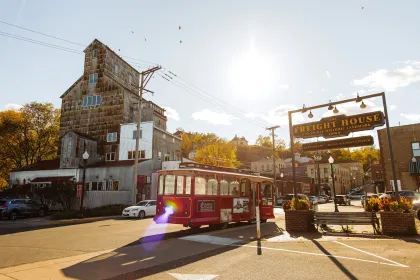 A sun-dappled shot outside The Freight House in Stillwater