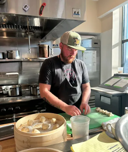 Marrow chef Jeff Schwenker makes dumplings