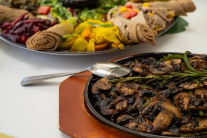 Mushroom Tibs and the Veggie Sampler at Lulu EthioVegan