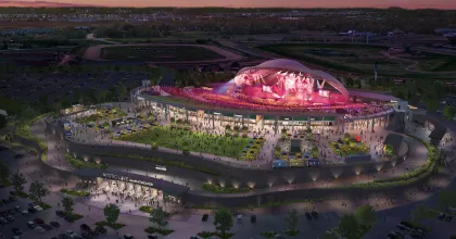 An artist's rendering of Mystic Lake Amphitheater