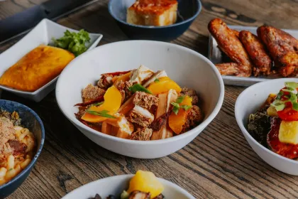 A spread of signature dishes at Soul Bowl