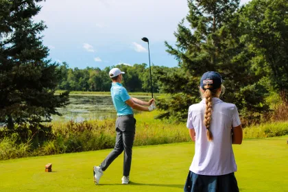 A couple golfers at Deacon's Lodge