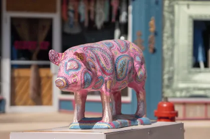 One of the fiberglass pig statues in downtown Fairmont