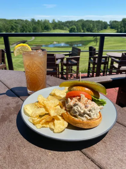 A smoked chicken salad sandwich at The Preserve Smokehouse