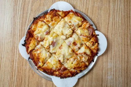 Square-cut slices at Broadway Pizza