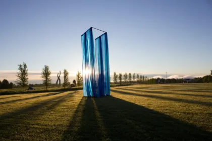 Jordan Rosenow's "We Move Still" installation at Franconia Sculpture Park