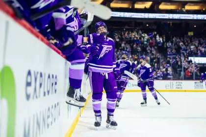 The Minnesota Frost bench at Grand Casino Arena