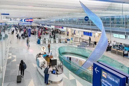 Jen Lewin's "The Aurora" installation at MSP Airport