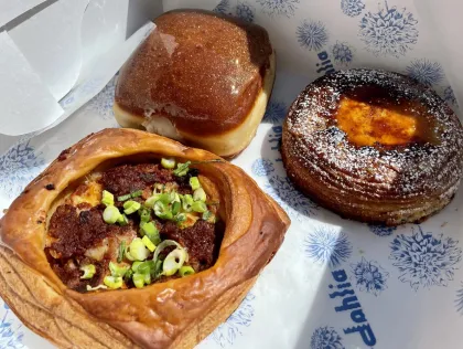 A box of fresh-baked Dahlia pastries