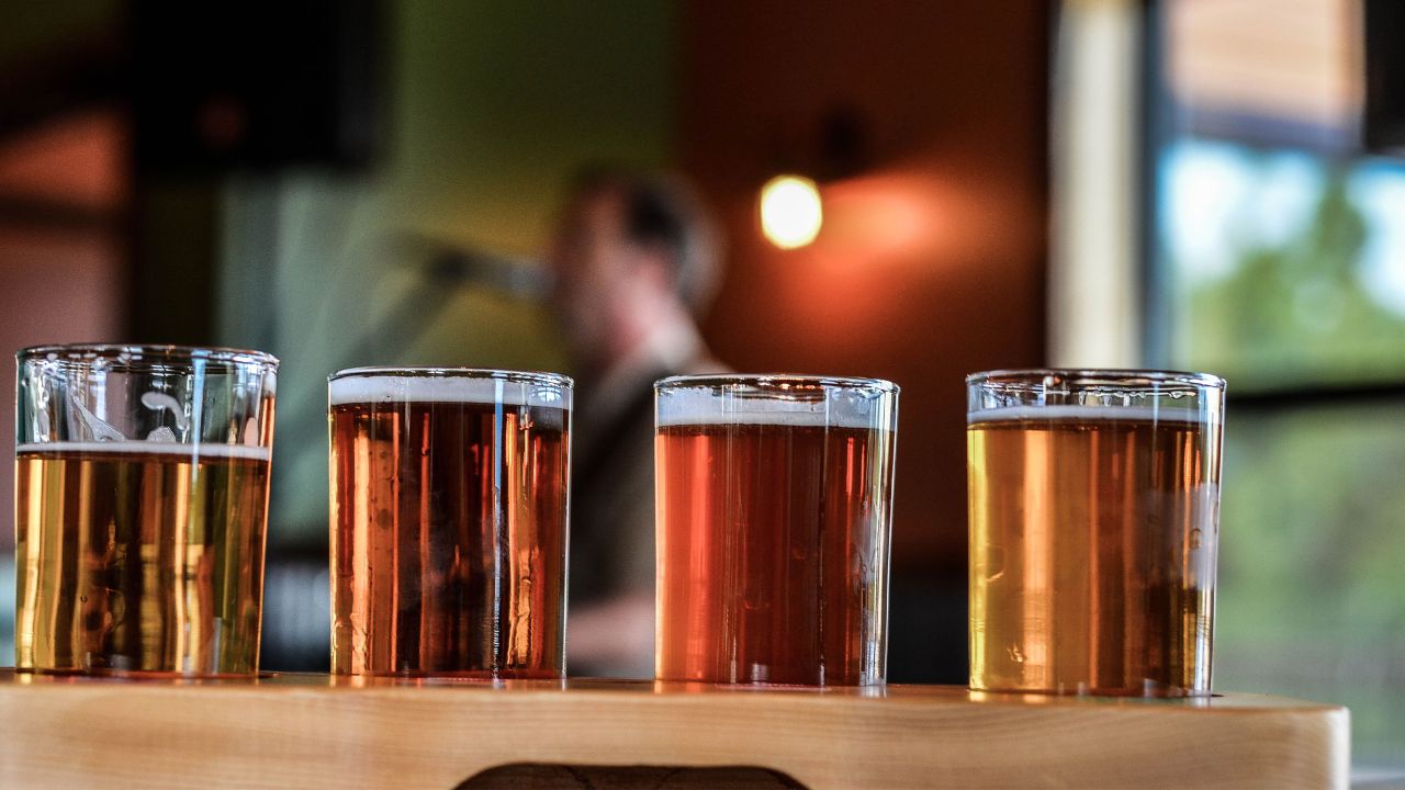 Un degustación de cervezas en Castle Danger Brewery en Two Harbors